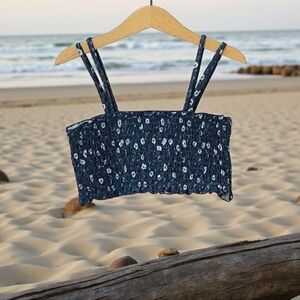 Nordstrom Kids Floral Smocked Crop‎ Swim / Bikini Top Size 8 BS136